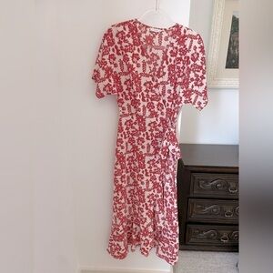 Lush Floral Wrap Maxi MIDI Dress short sleeve small